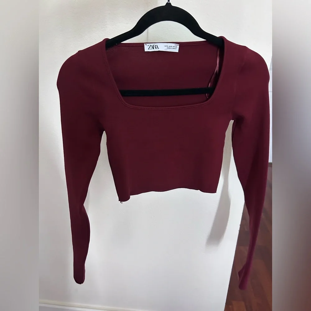 Zara Long Sleeve Strechy Cropped Top S
